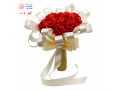دسته گل عروس با گل های سرخ و روبان سفید - کد 001
