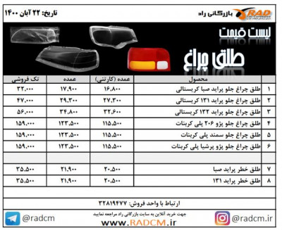 مرکز پخش عمده انواع طلق چراغ خودرویی