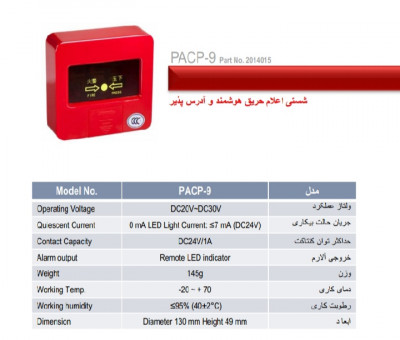 شستی اعلام حریق هوشمند و آدرس پذیر PACP9