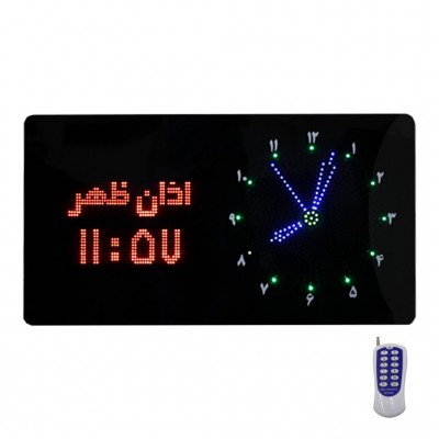 ساعت مسجد تابلو روان LED اذان گو مدل SM2 افقی