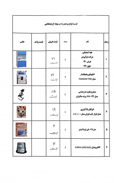 فروش وسایل آزمایشگاه